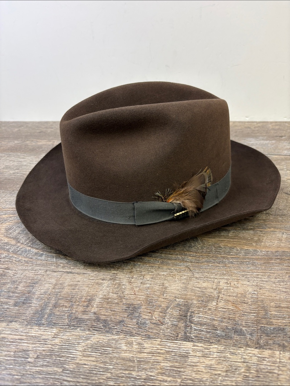 Stetson Royal Stetson Cordova Brown Fur Felt Fedora Hat 7 1/4 Vintage USA